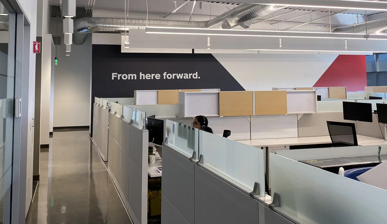 Edelman Financial Engines abstract wall graphic installed in an office