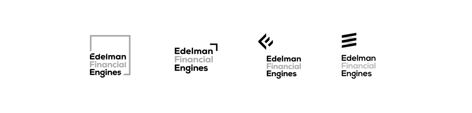 Four Edelman Financial Engines logo explorations