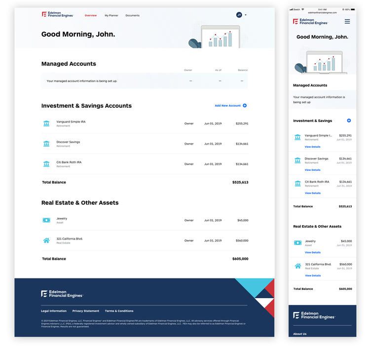 Edelman Financial Engines branded overview application